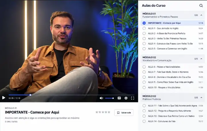Teacher Marcus dando aula na área de membros do Método FastPass